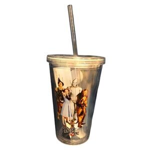 Wizard of Oz Clear Tumbler Insulated Cold Drink Cup With Straw Dorothy Tin Man
